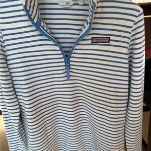 Vineyard Vines Light Blue & White Striped Half-Zip Pullover dream cloth small